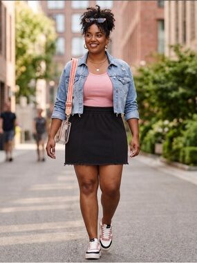 Good American Black Casual Mini Skirt with Frayed Hem - Women's Plus Size 6